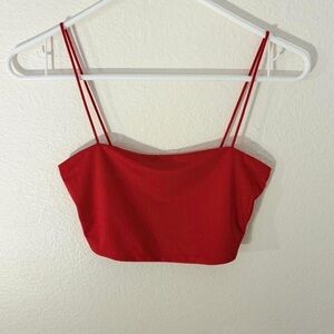 red cropped tank top